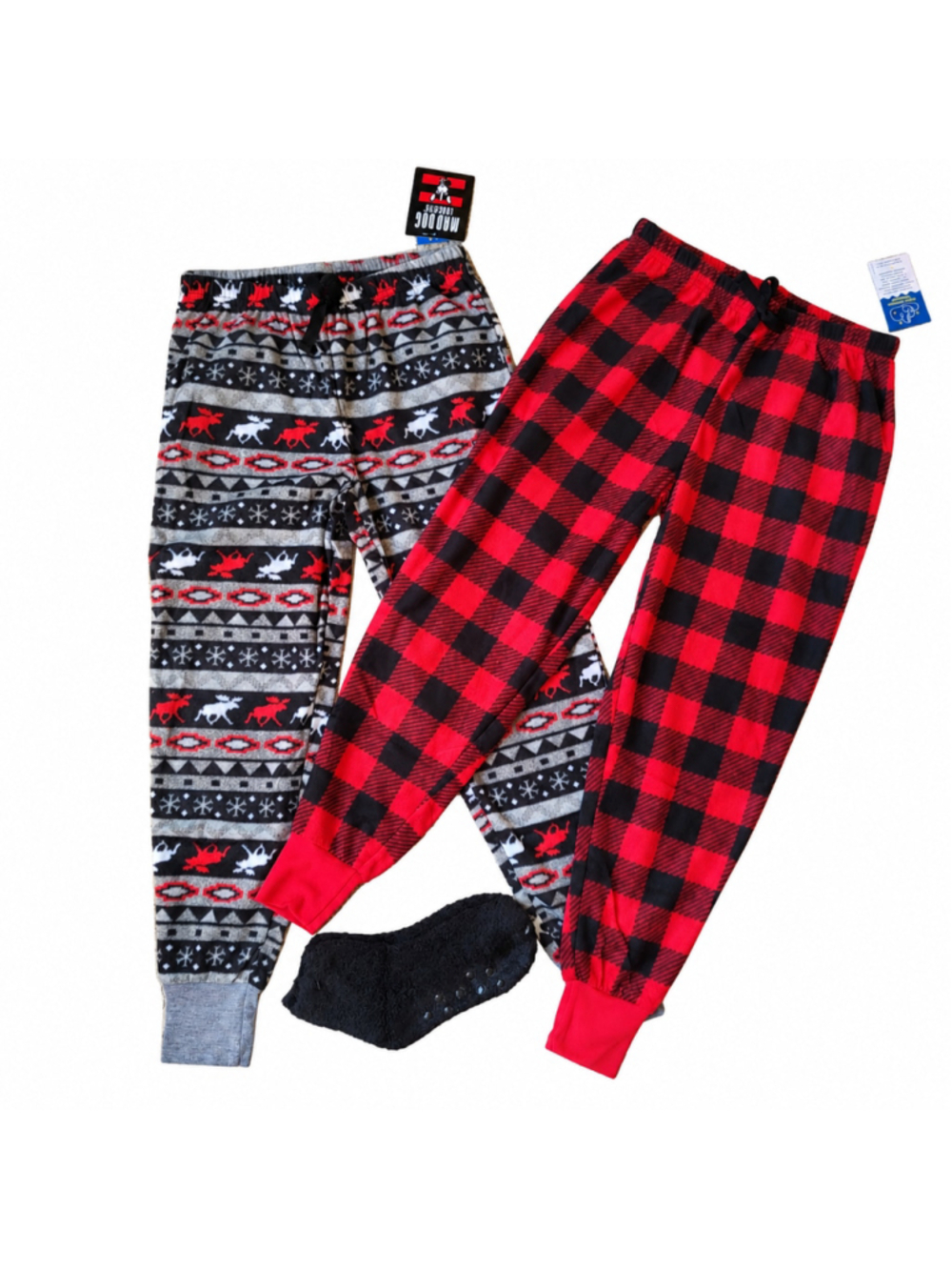 Boy's Mad Dog Concepts 2 Pack Fleece Pajama Pants - Size L - Socks - NWT